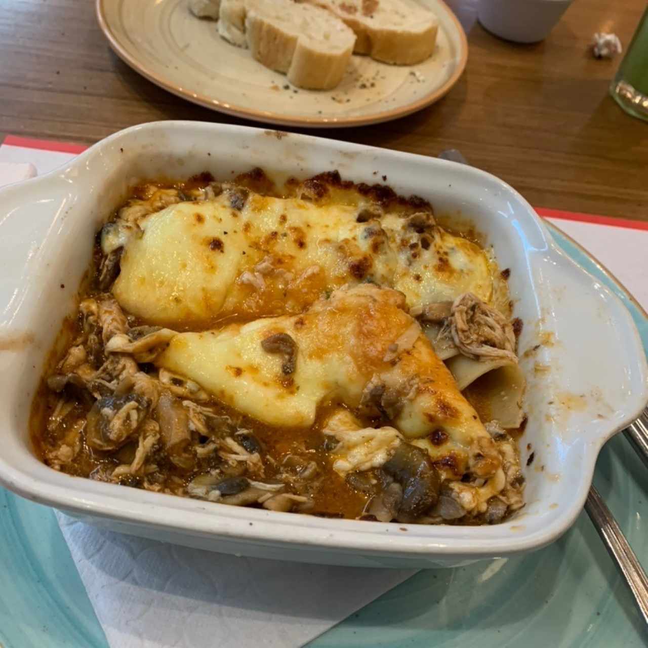 Lasagna pollo y champiñones 