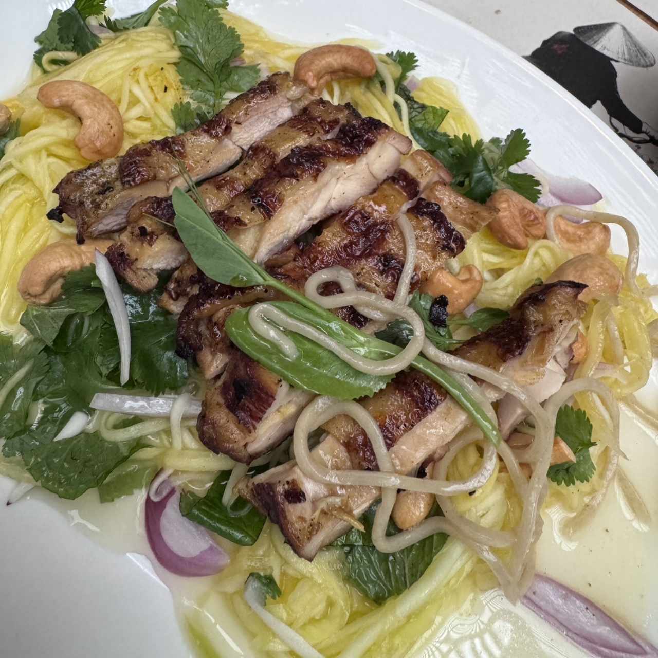 Pollo con ensalada de mango
