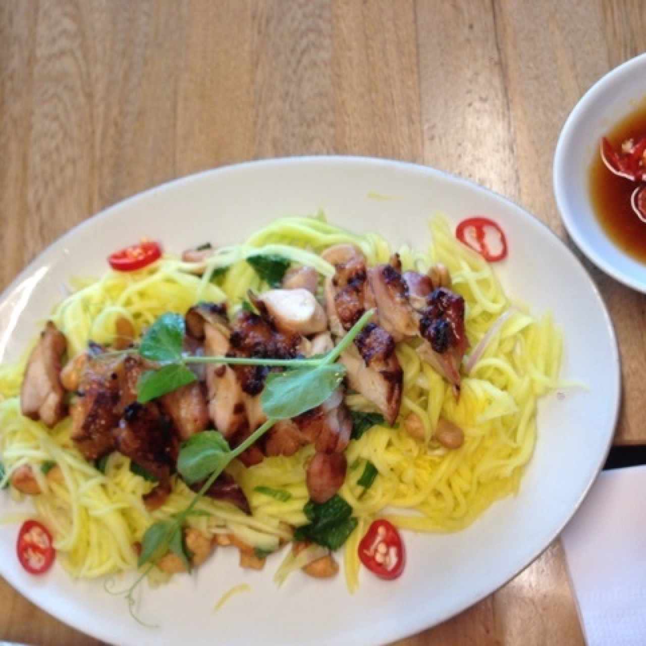 pollo con ensalda de mango