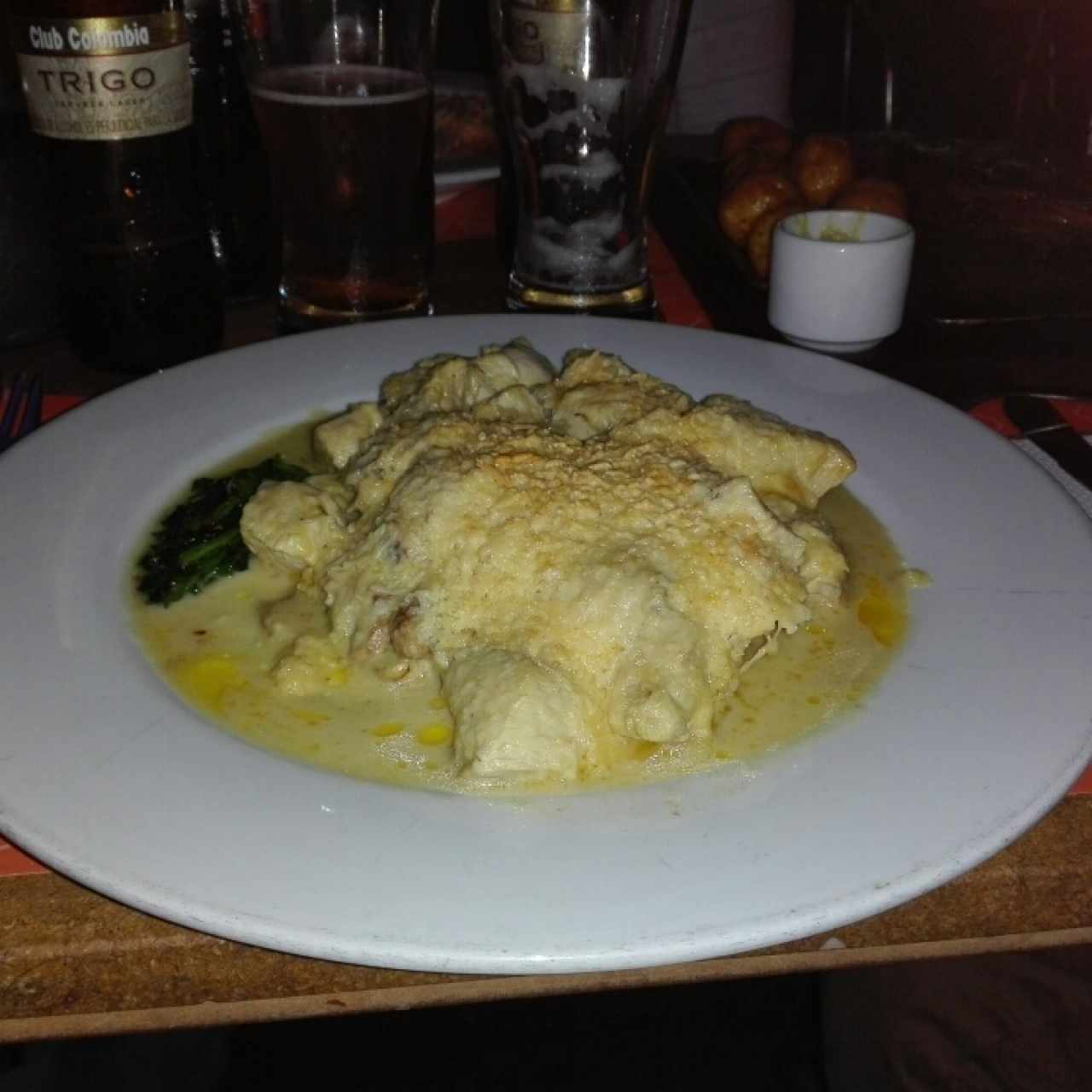 Pollo a la espinaca gratinado