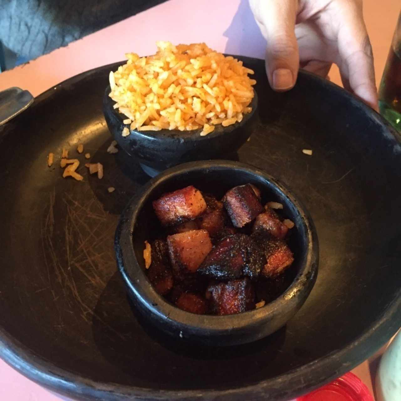 Adiciones de arroz y panza de puerco