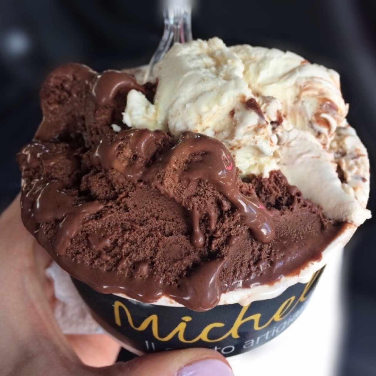 chocolate intenso y banano nutella