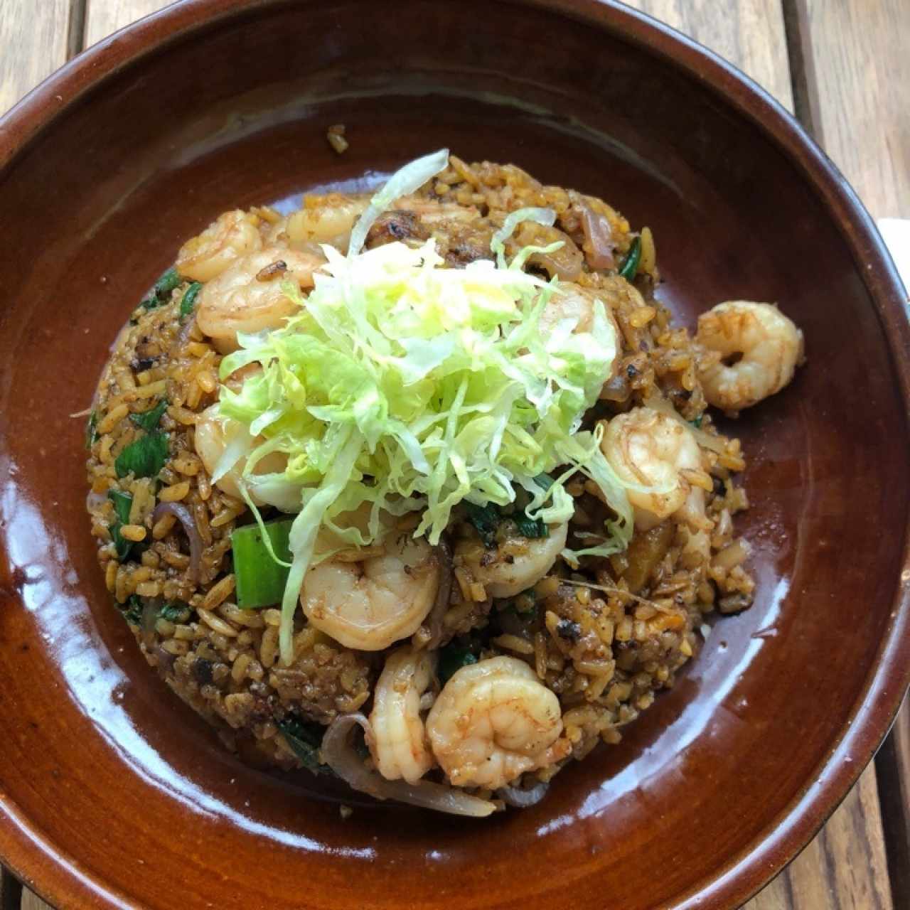 arroz caribeńo con camarones y platano