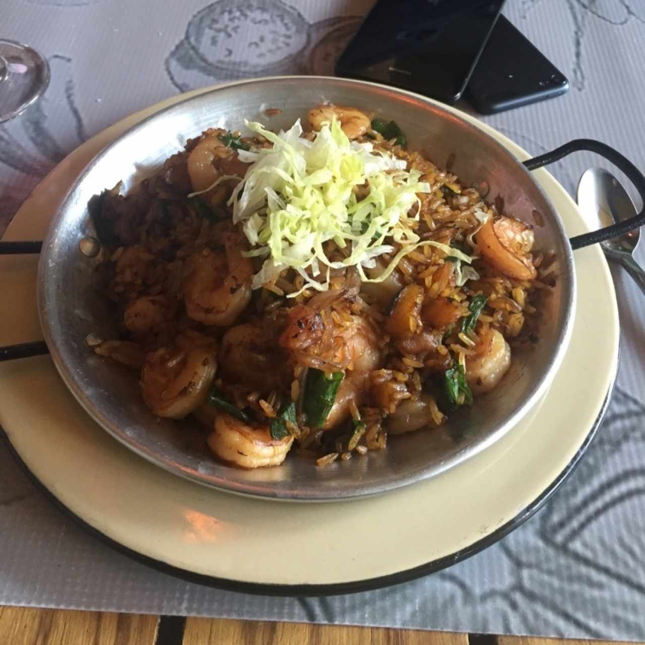 Arroz con Camarones y platano maduro