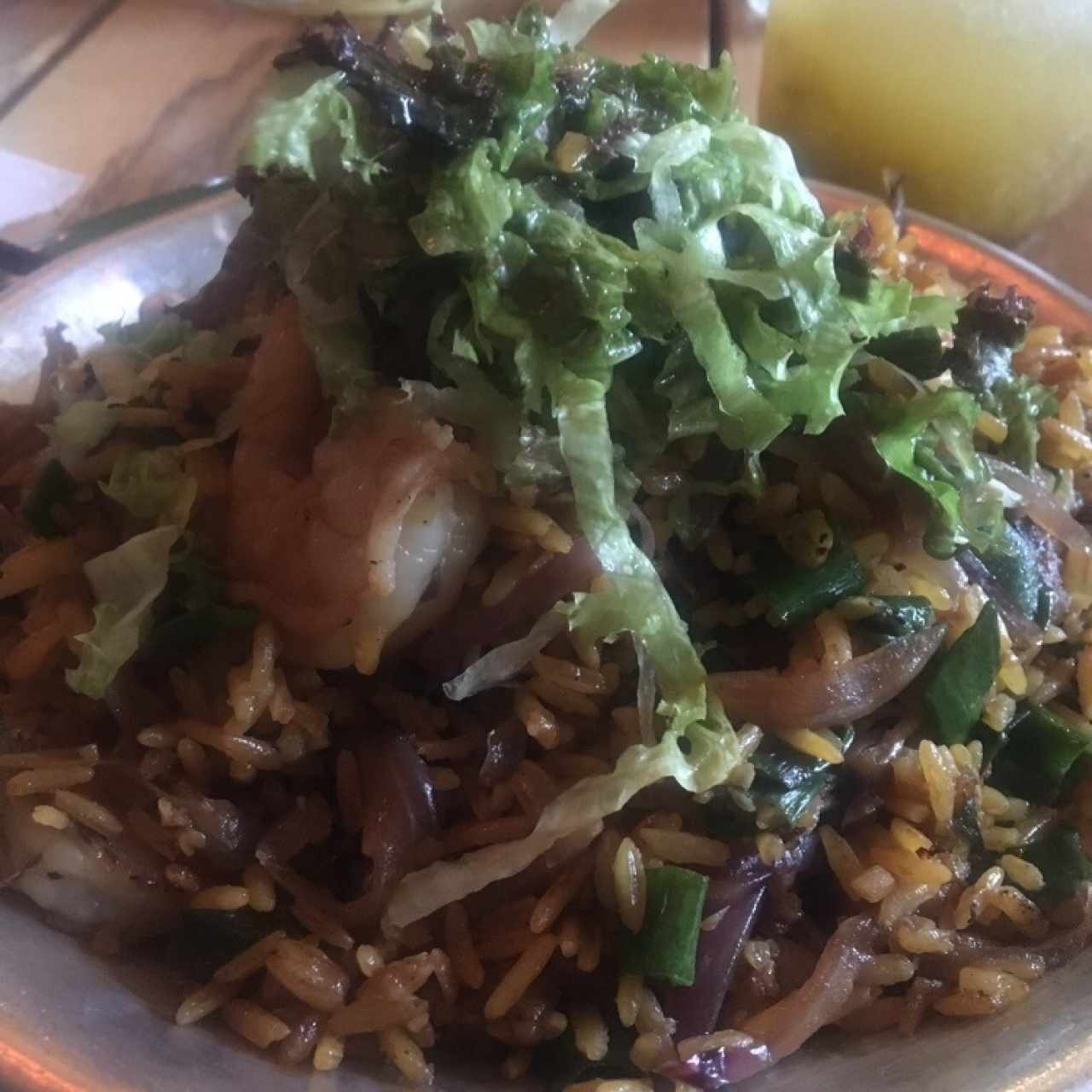 Arroz con Camarón y Plátano Maduro