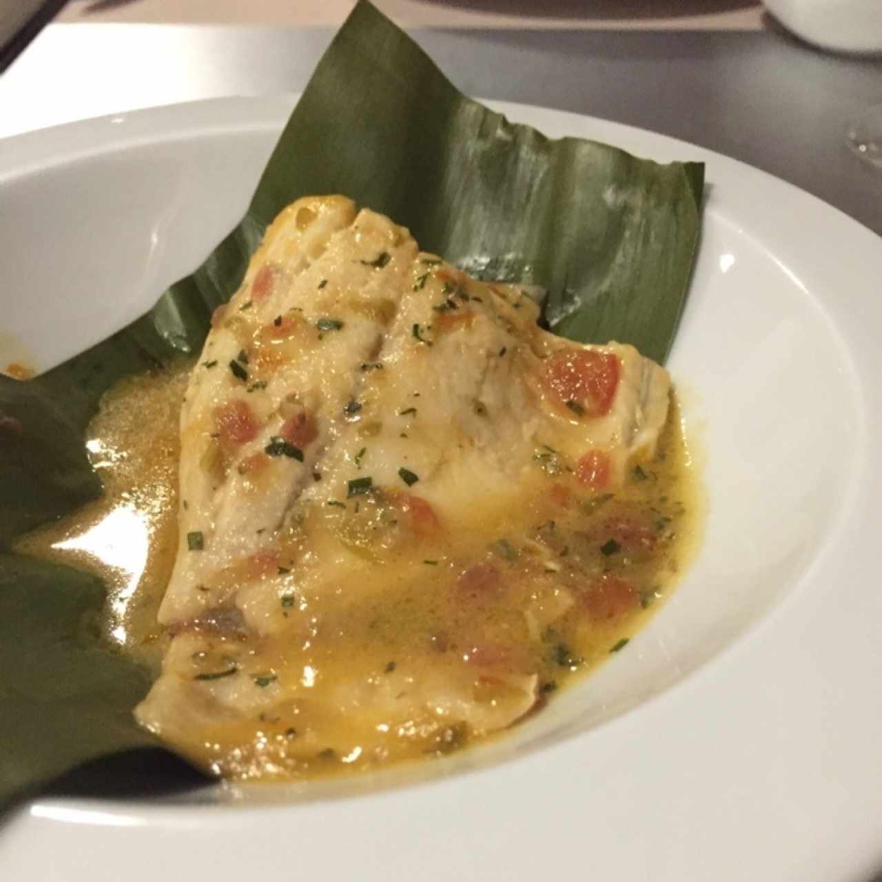Cachama en hoja de plátano