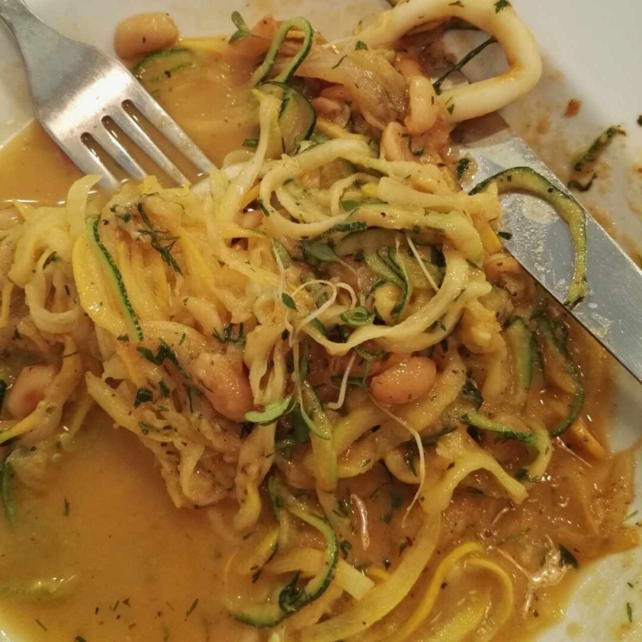 Pasta de zuchinni y camarones