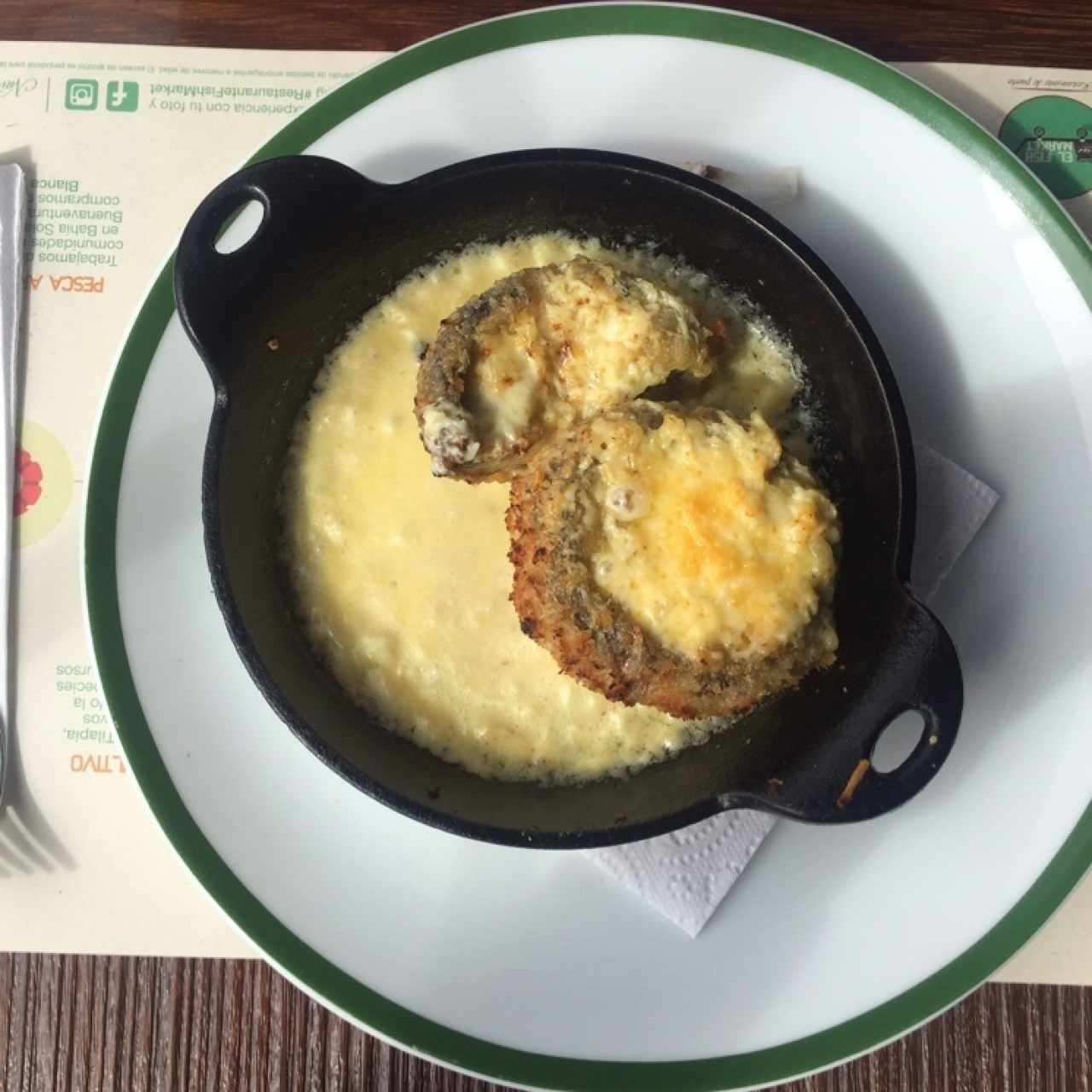 Jaiba gratinada con champiñones