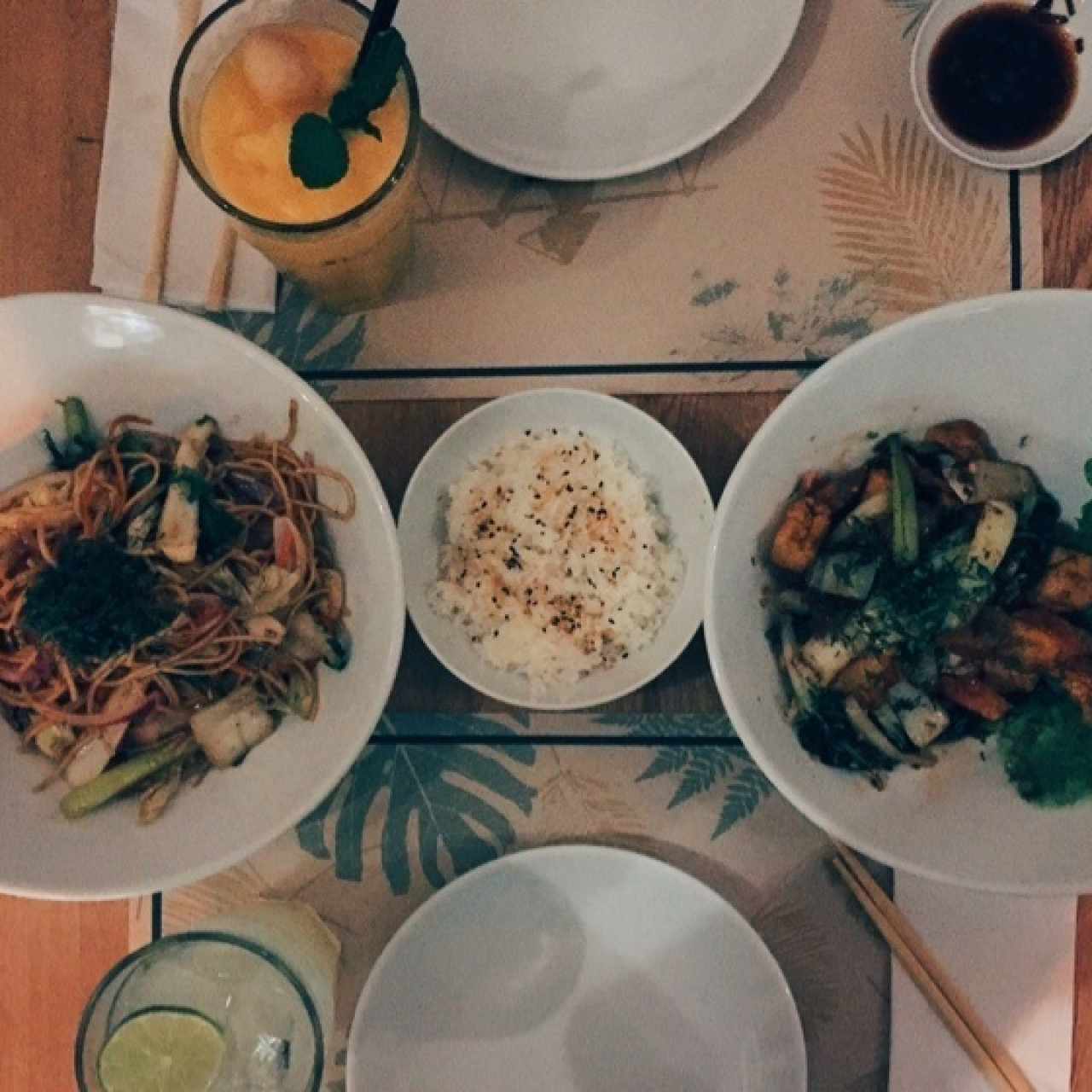 pulpo y pasta con mariscos
