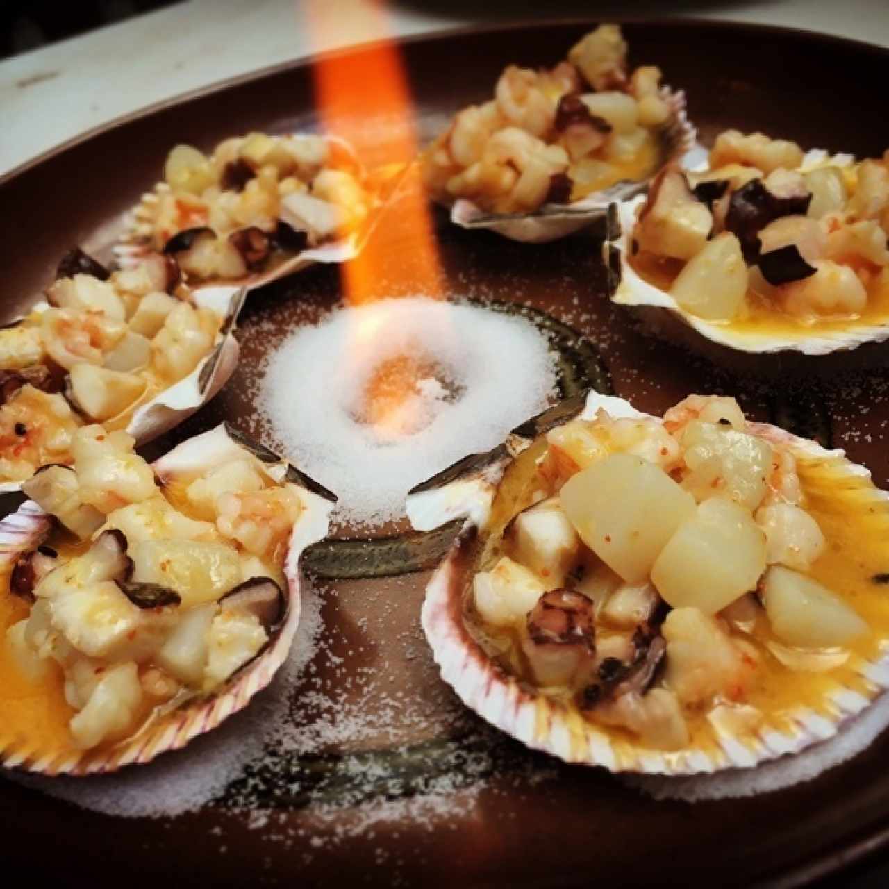 Mariscos al fuego