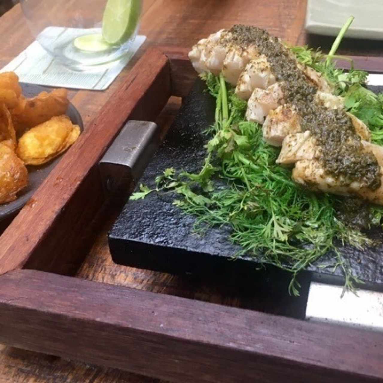 pescado blanco (corvina) a la piedra