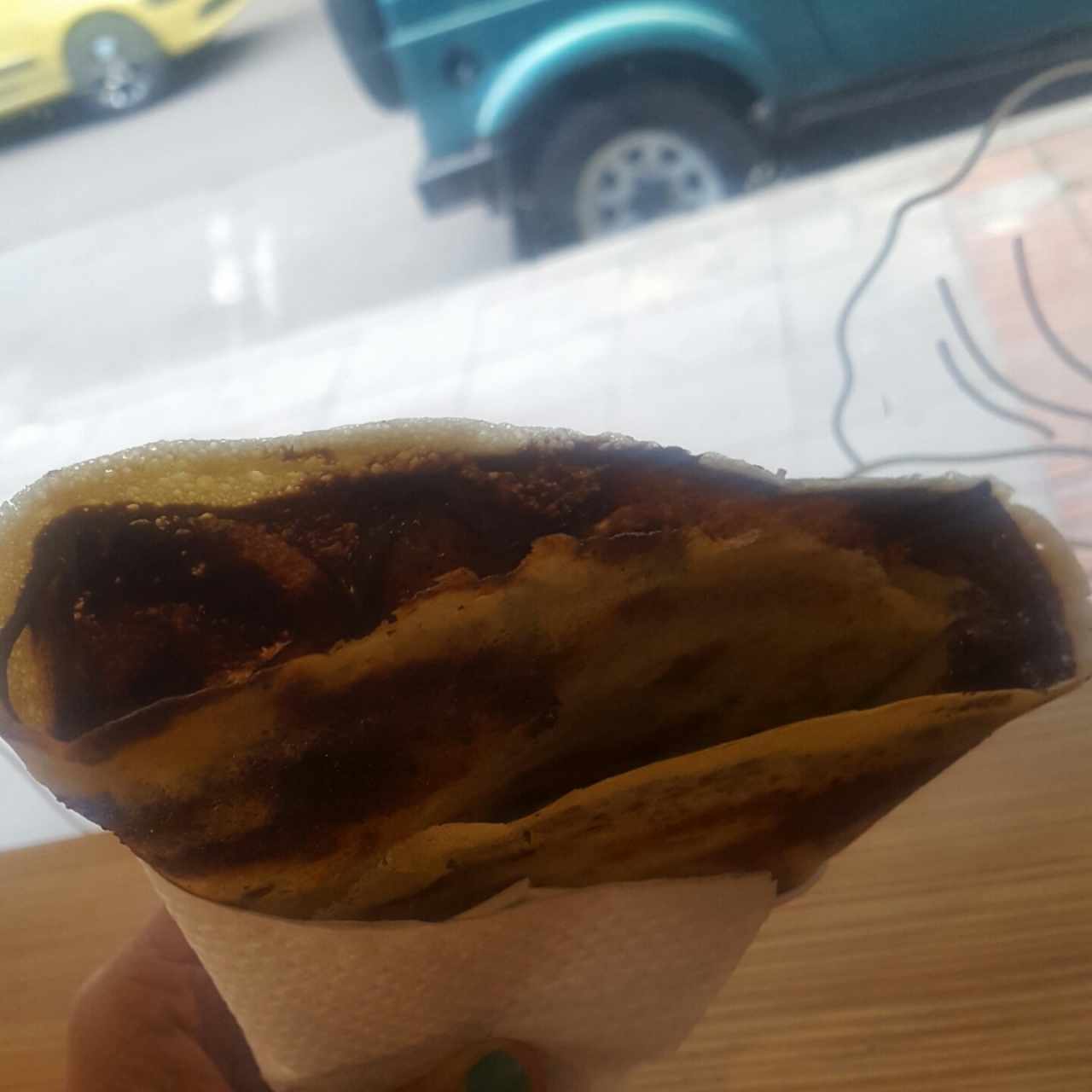 Crepe de nutella fresas y duraznos