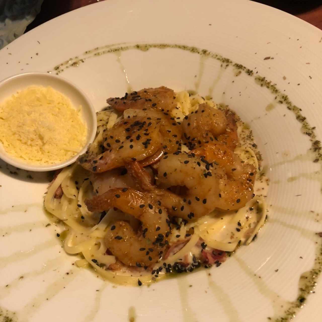 Langostinos carbonara