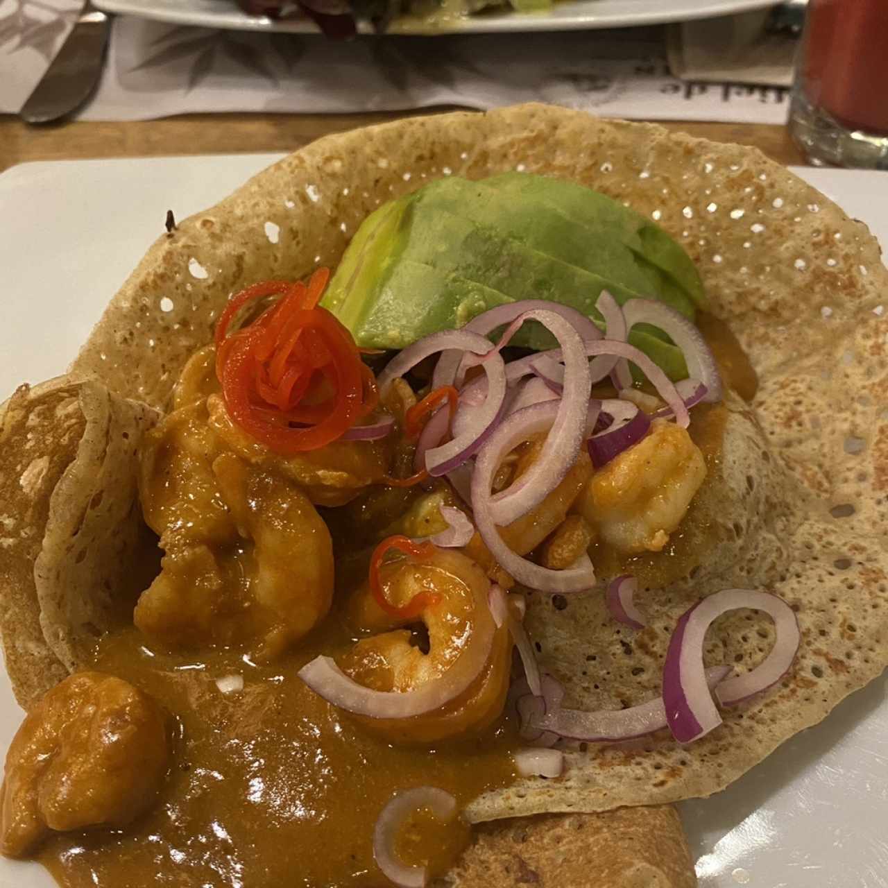 Crepes de camarones aji panka