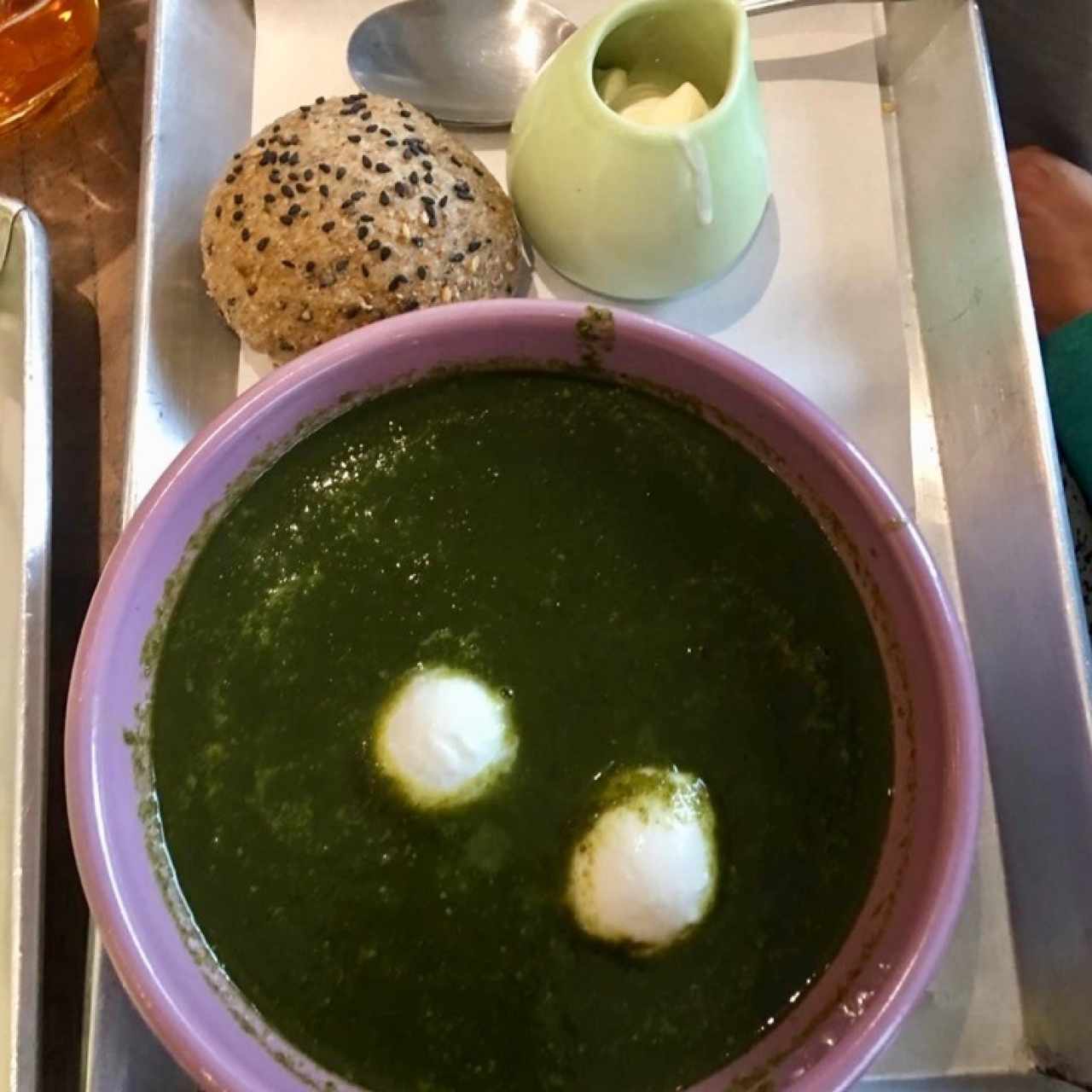 Sopa de Espinaca con Bocanccini