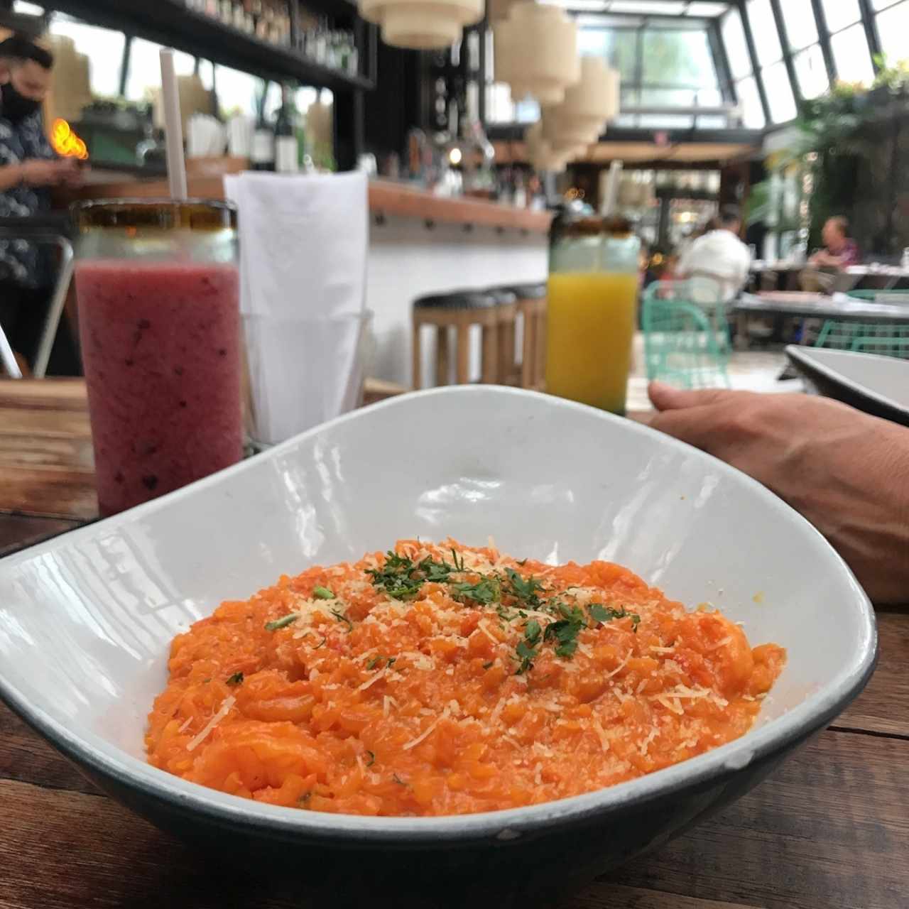 Arroz cremoso de camarones y jaiba