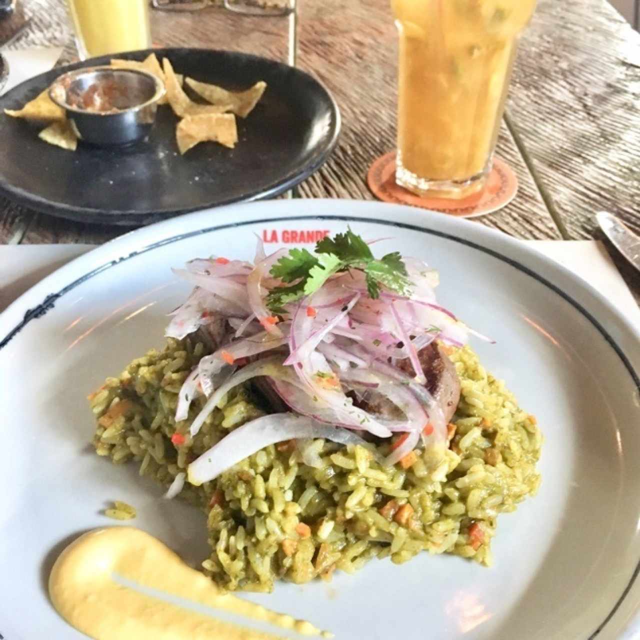 Arroz verde con lomo