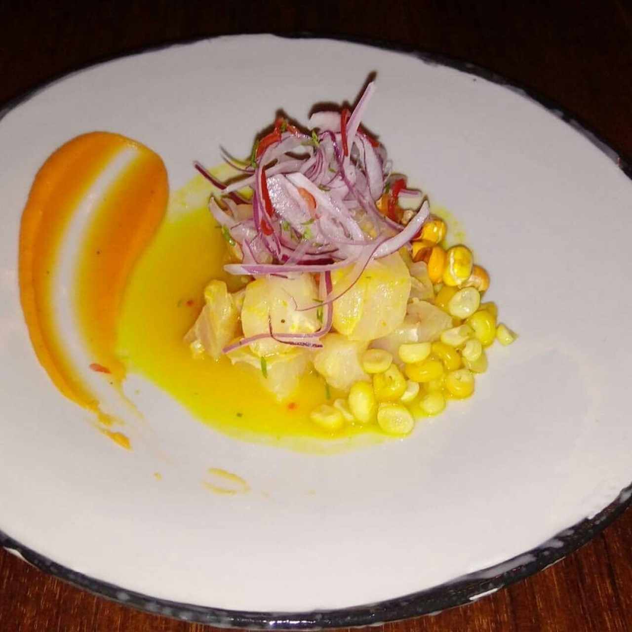 ceviche clásico de Corvina 