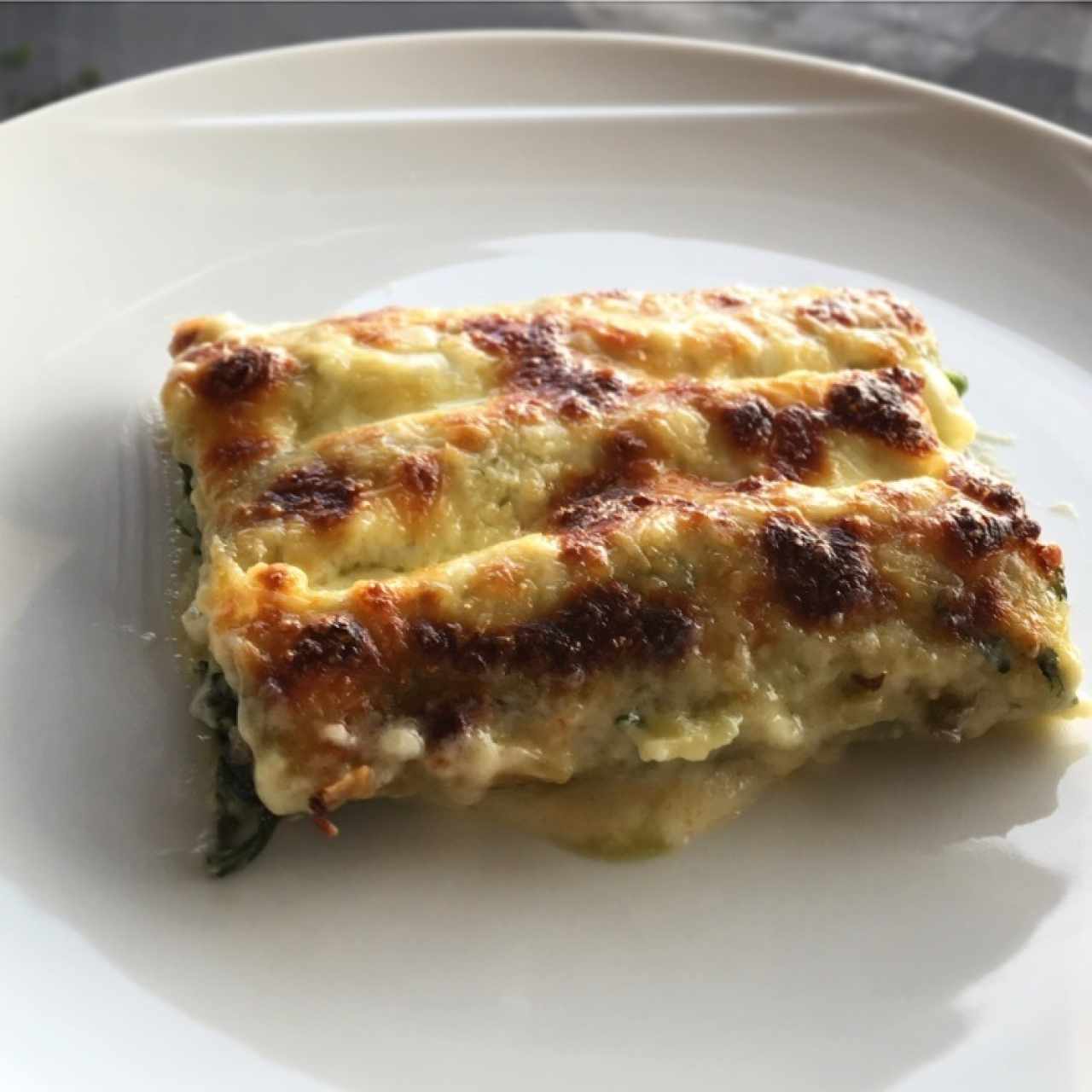 Canelones de Ricotta, espinaca y hongos