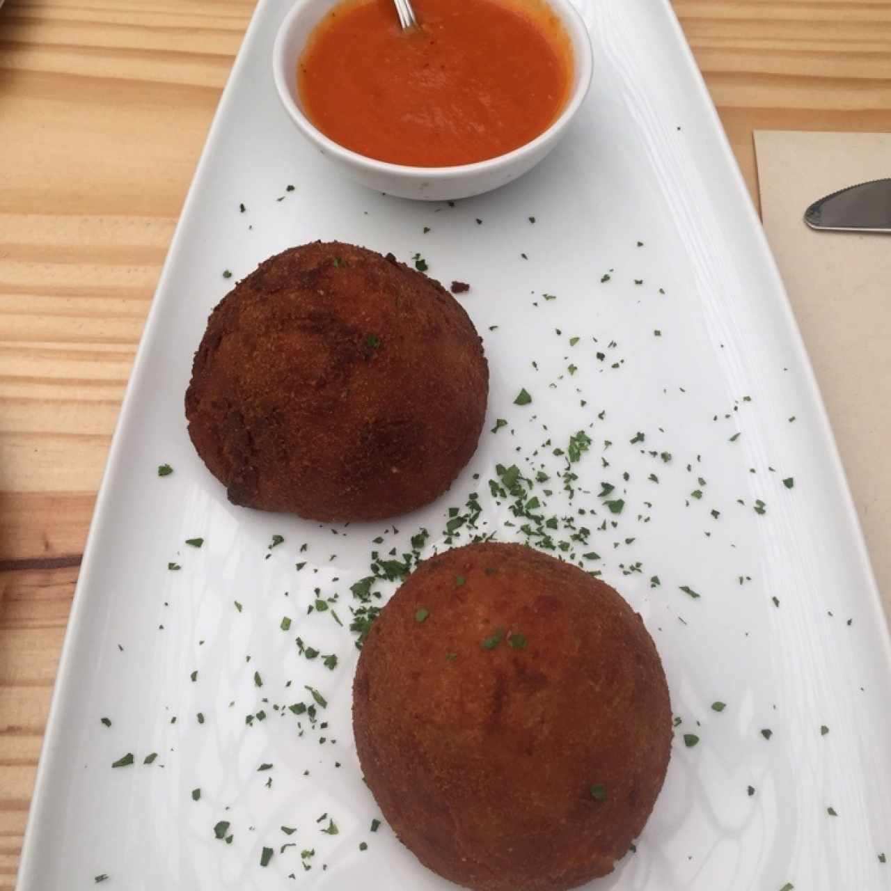 Aranccini rellena de jamón serrano