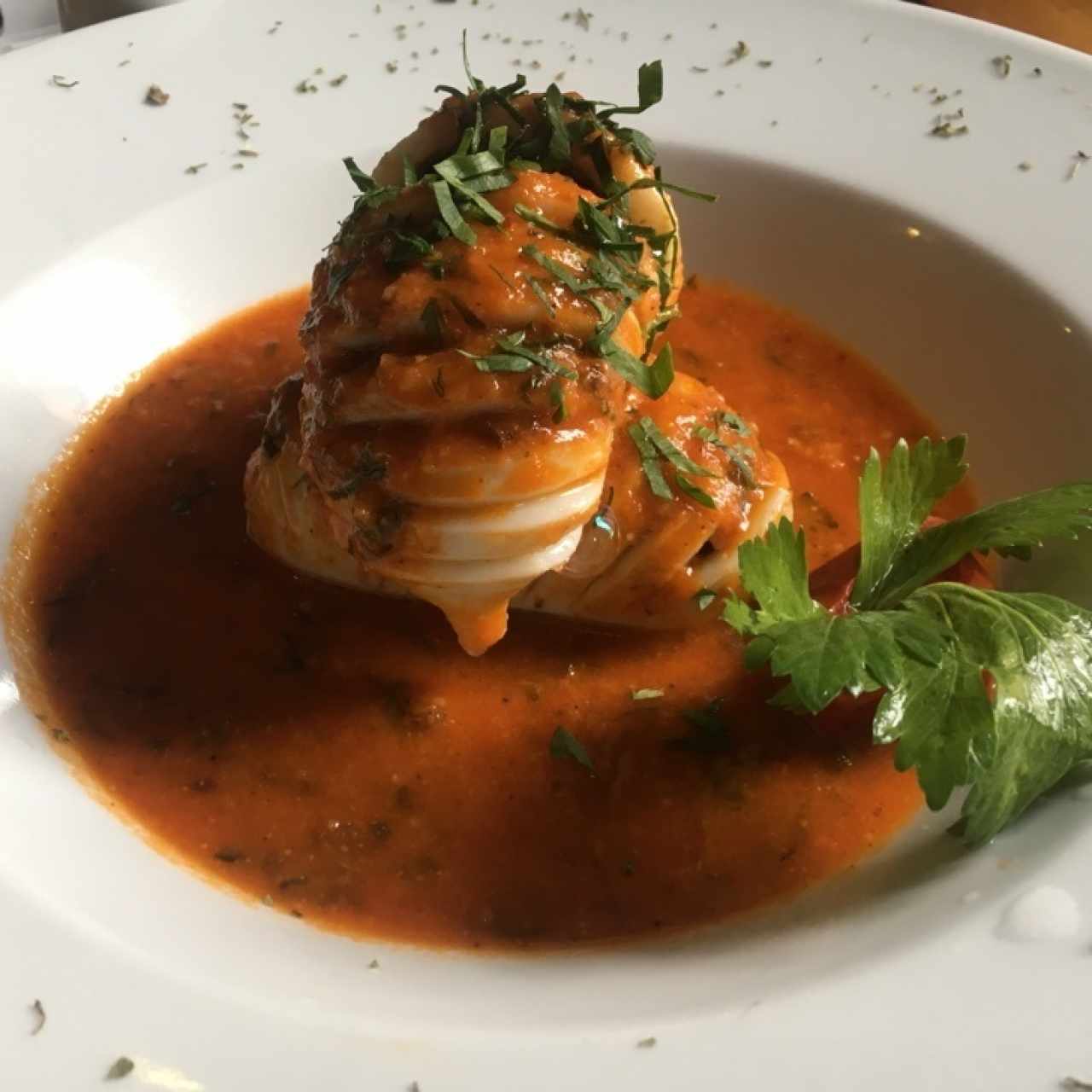 calamar relleno de morcilla