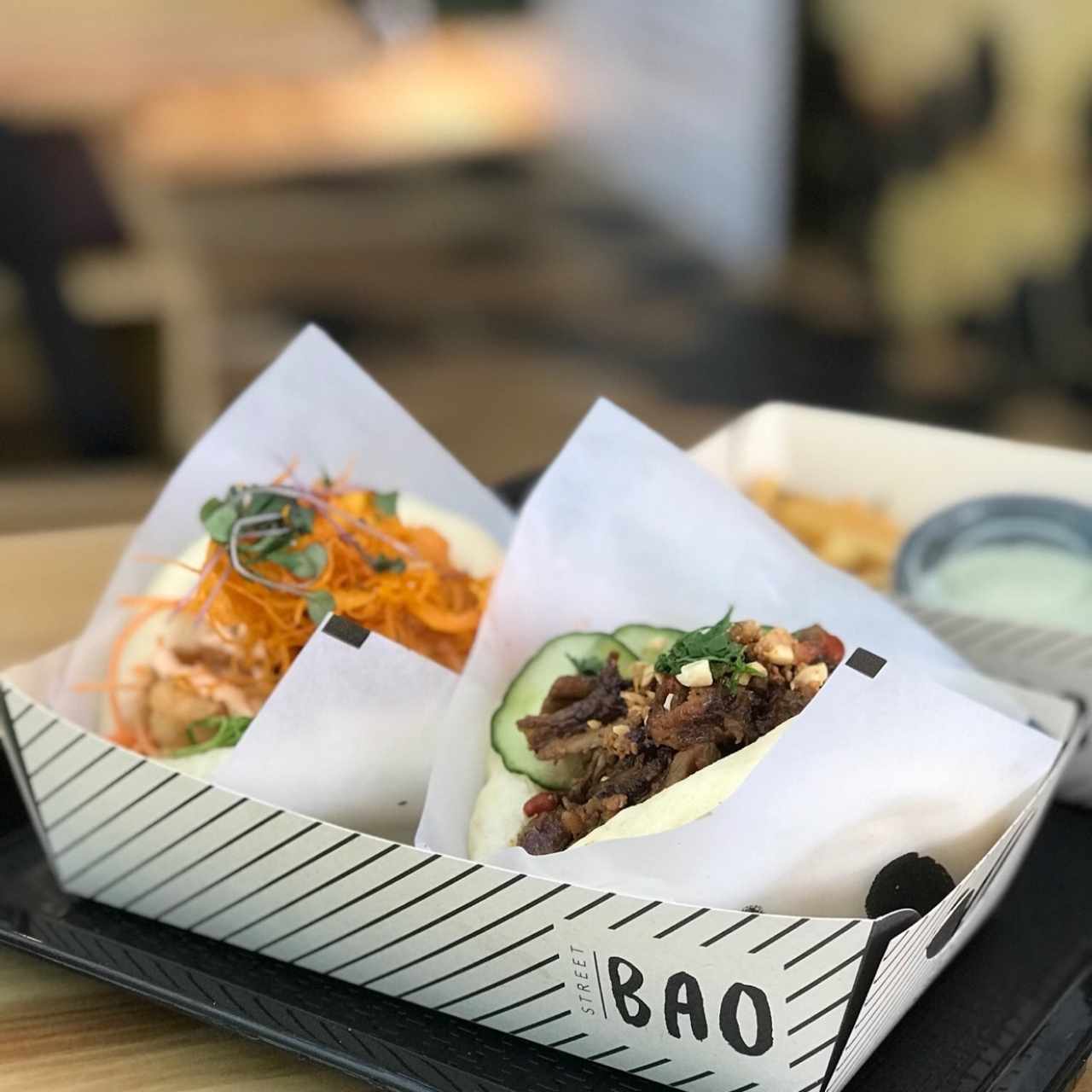 Bao camaron crunchy / Bao chanchito ahumado