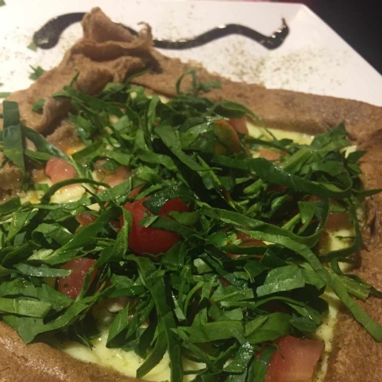 crêpe de mozarella tomate espinaca en masa de saraceno