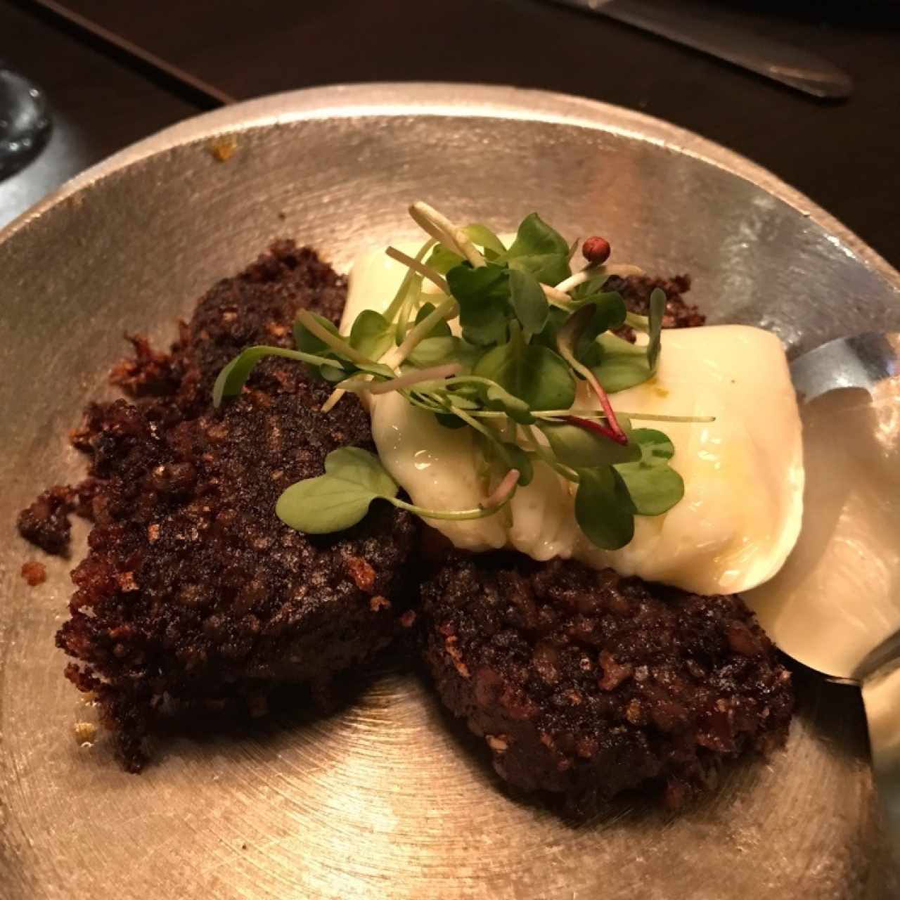 Morcilla de burgos con huevo pochado
