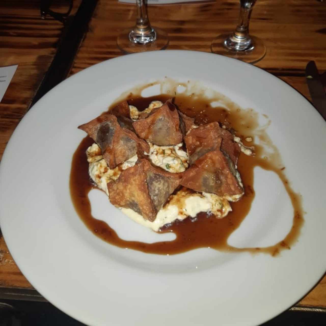 wonton de morcilla