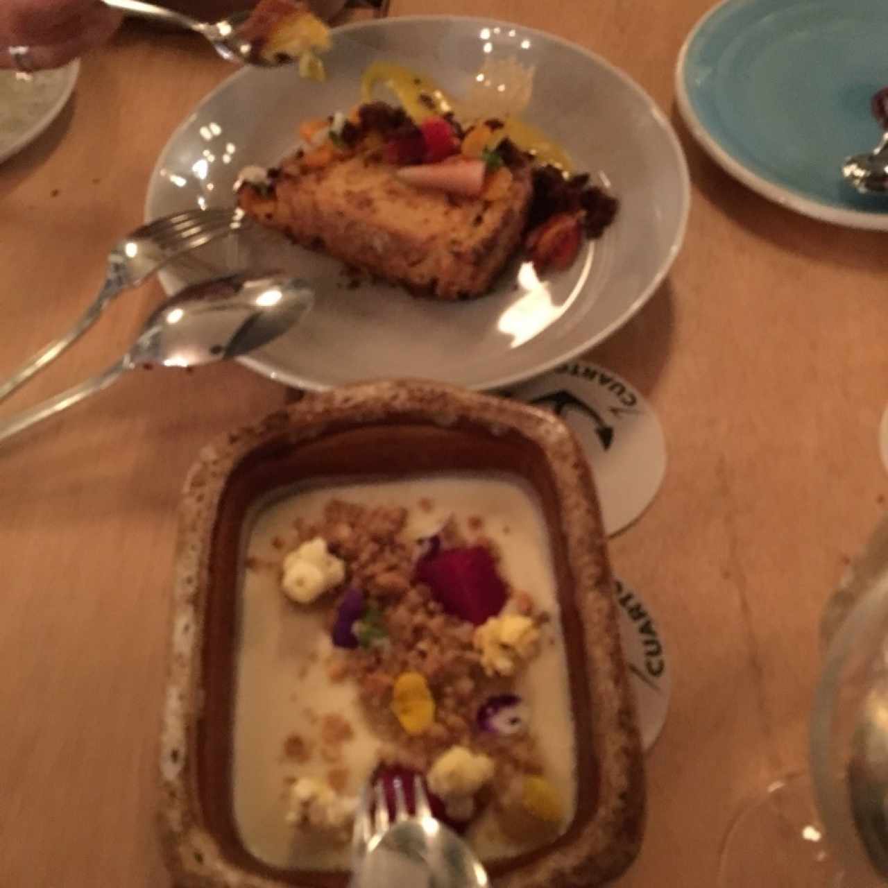 postres! torrija y panacota de maiz!