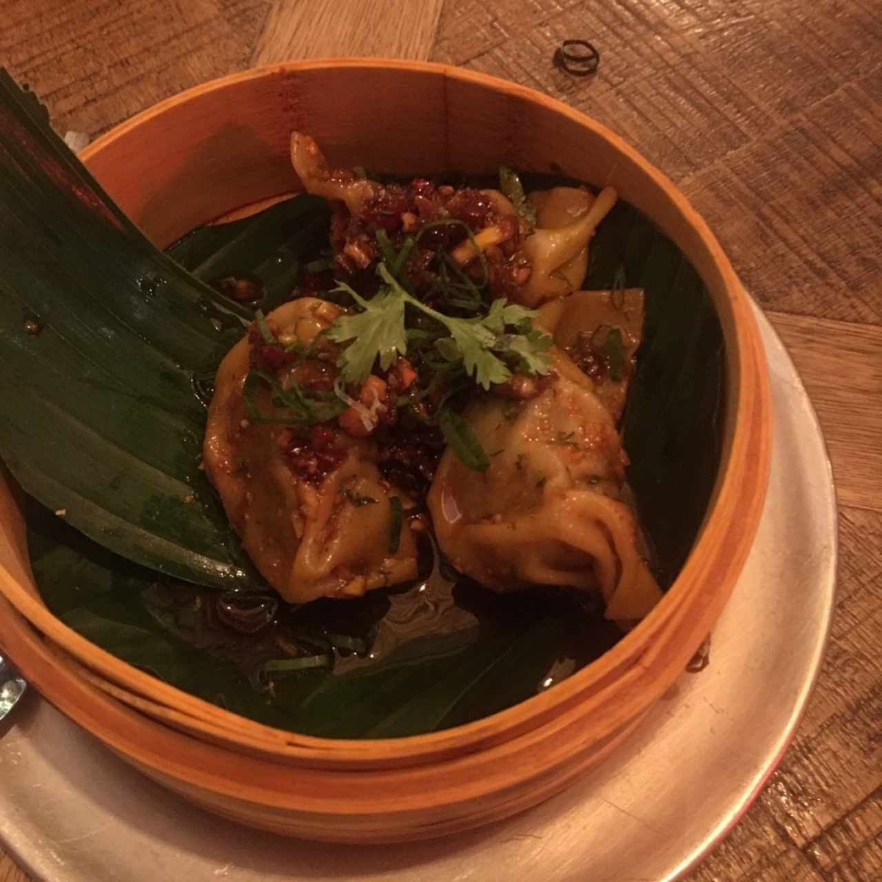 Dumpling con salsa de aji