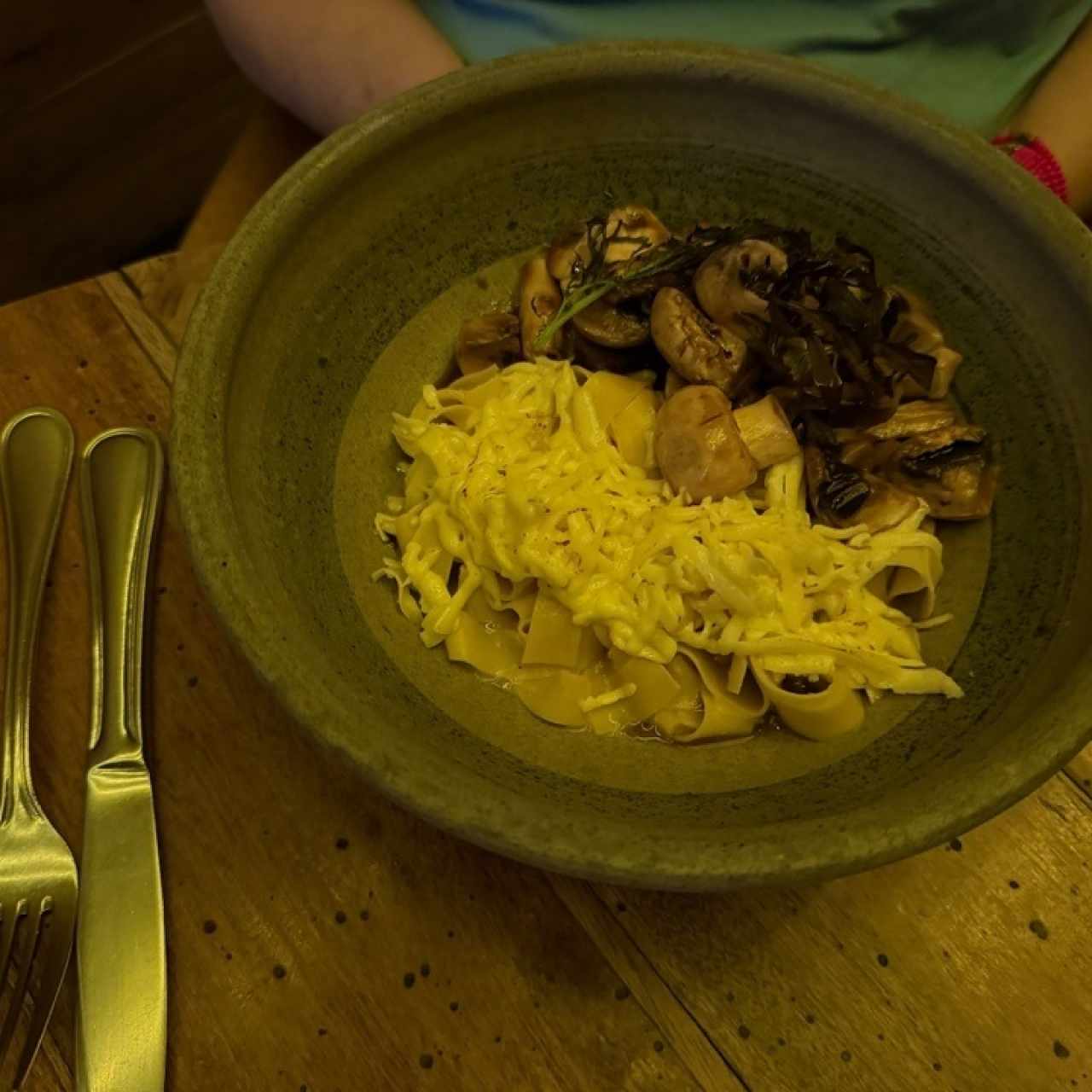 Pasta de la casa con setas
