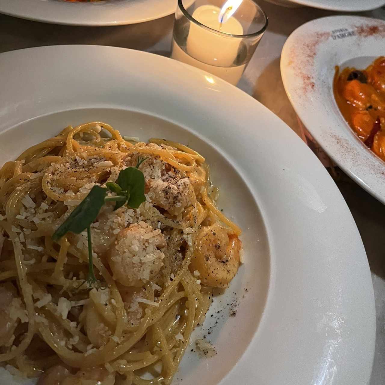 Pasta con camarones 