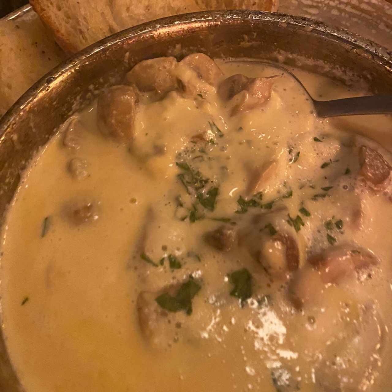 Cazuela de hongos con queso mozarella