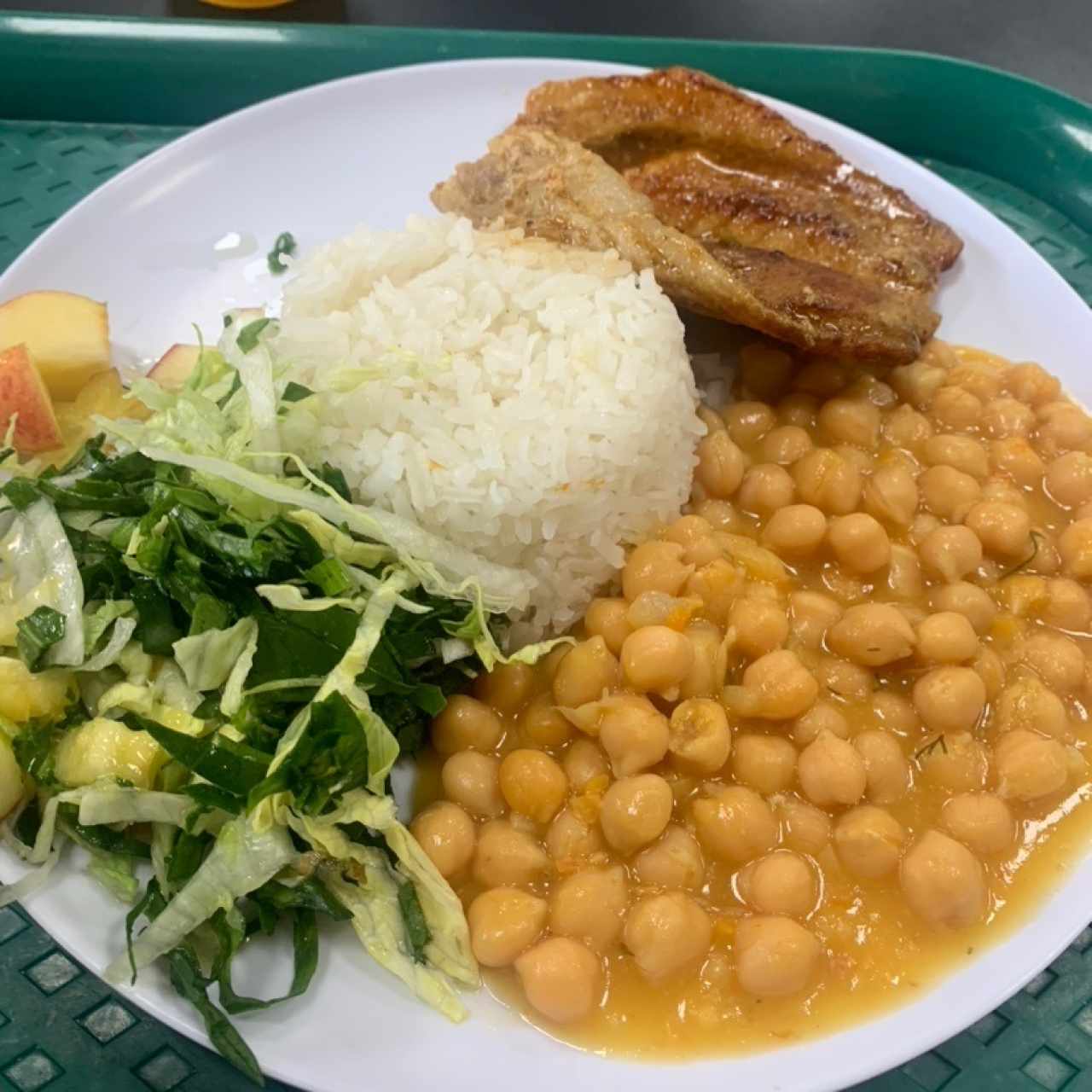 Lomo de cerdo fon garbanzos