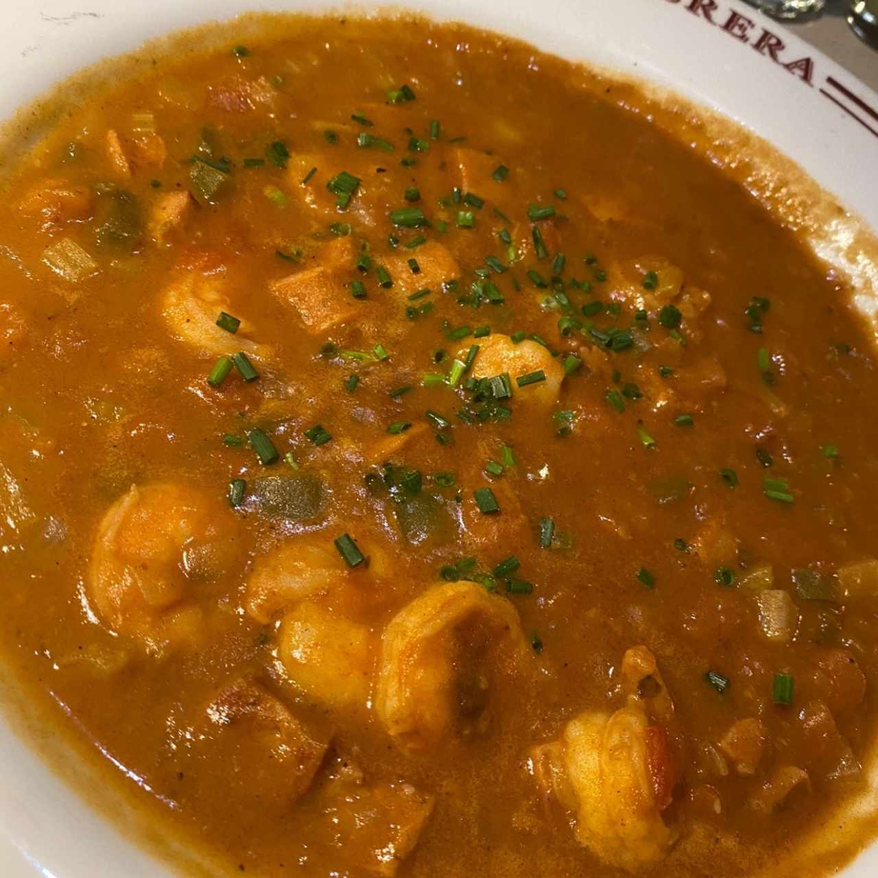 Sopa de camaron y chorizo