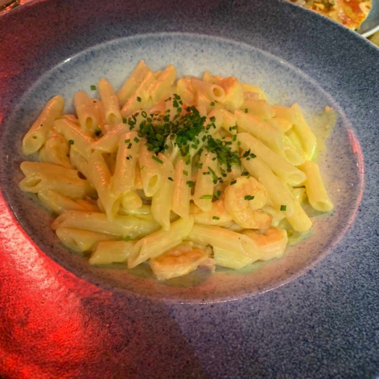 Pasta Carbonara camarones 