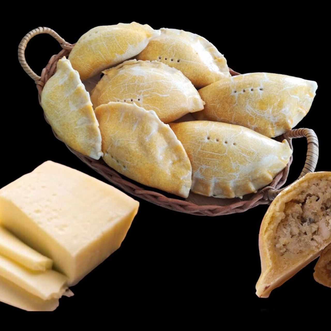 Empanadas de pechuga de pollo con queso Cheddar blanco 