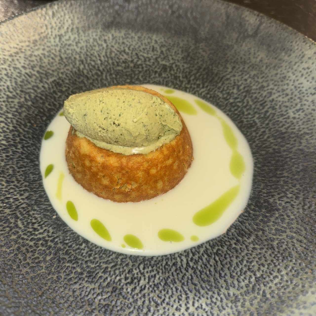 Helado de pimientos en trata de pistachos 