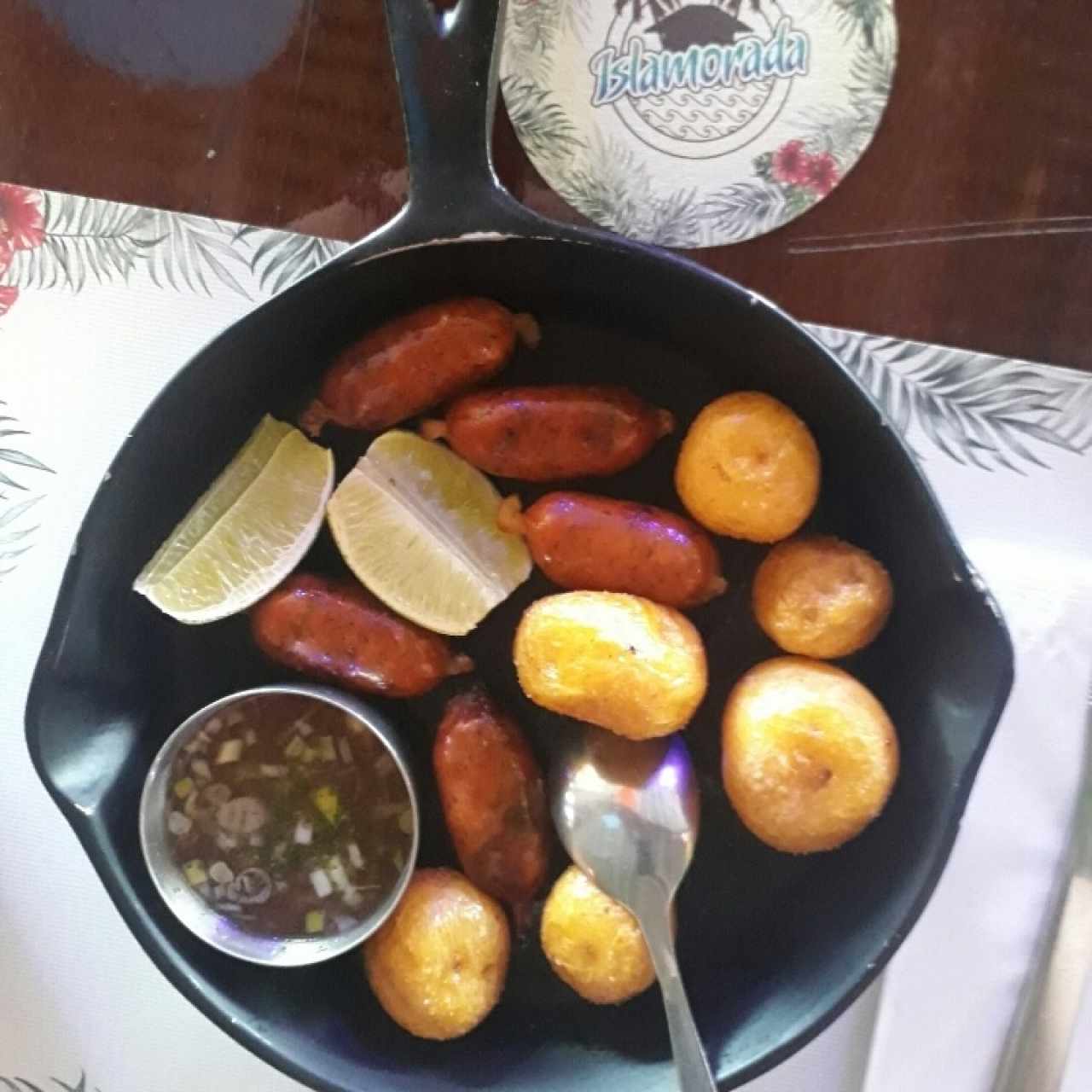 chorizos con papa criolla