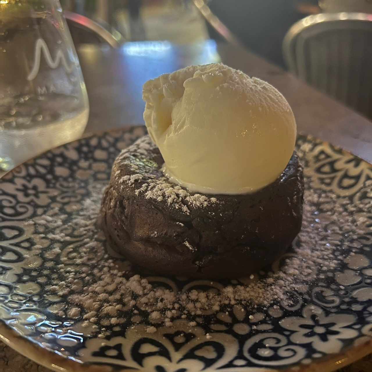 Brownie con helado 