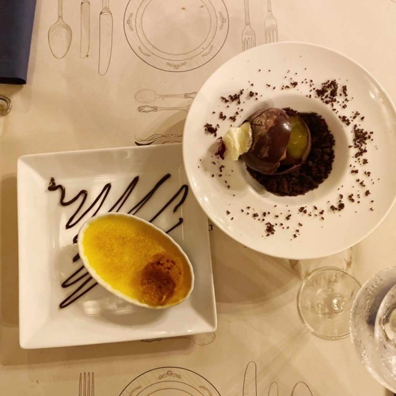 Postre de Chocolate y Crème Brûlèe
