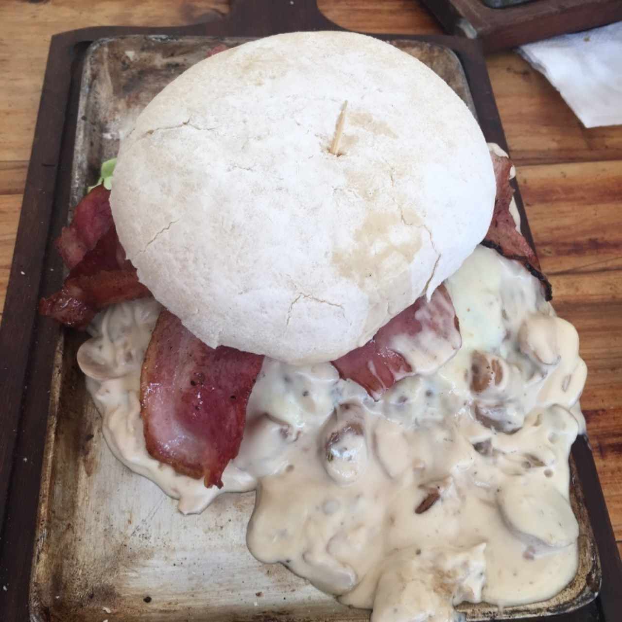 Hamburguesa de champiñon con tocineta