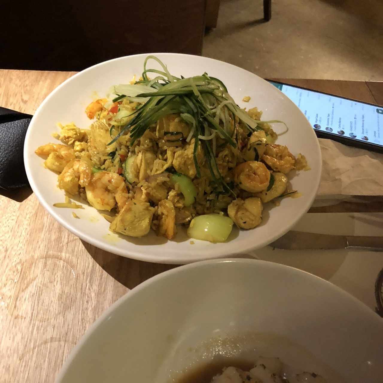 Arroz oriental con mariscos