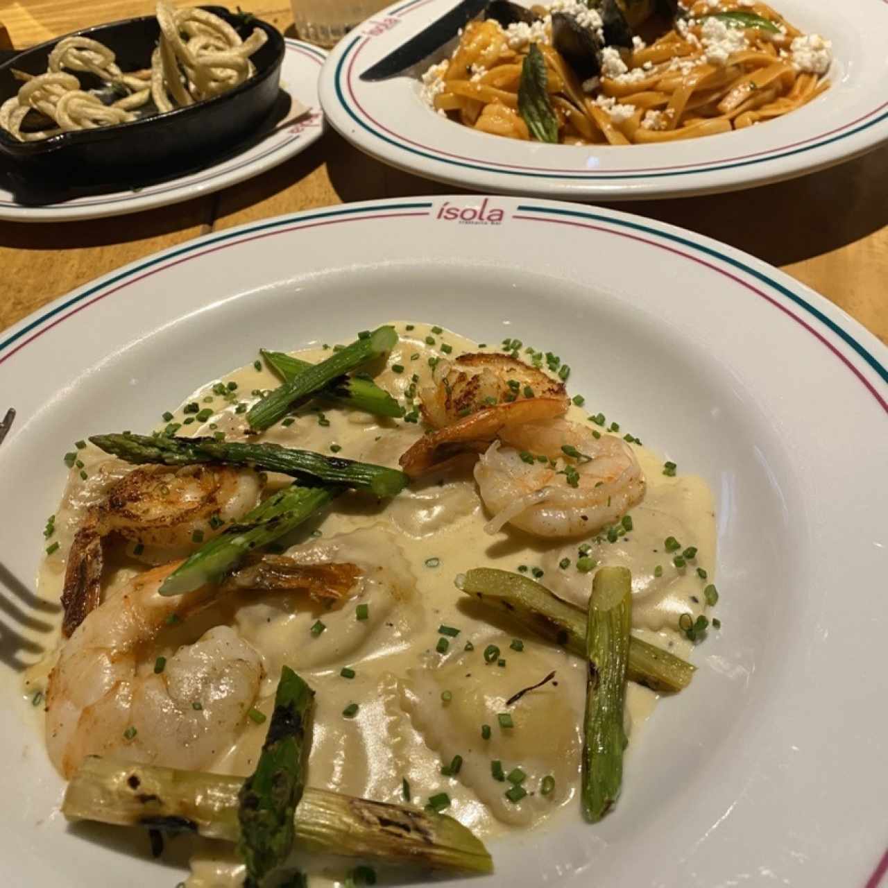 Raviolis con langostinos