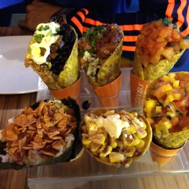 Caribeño, temaki cono sur, mazorca, paisa, cerdo agridulce 