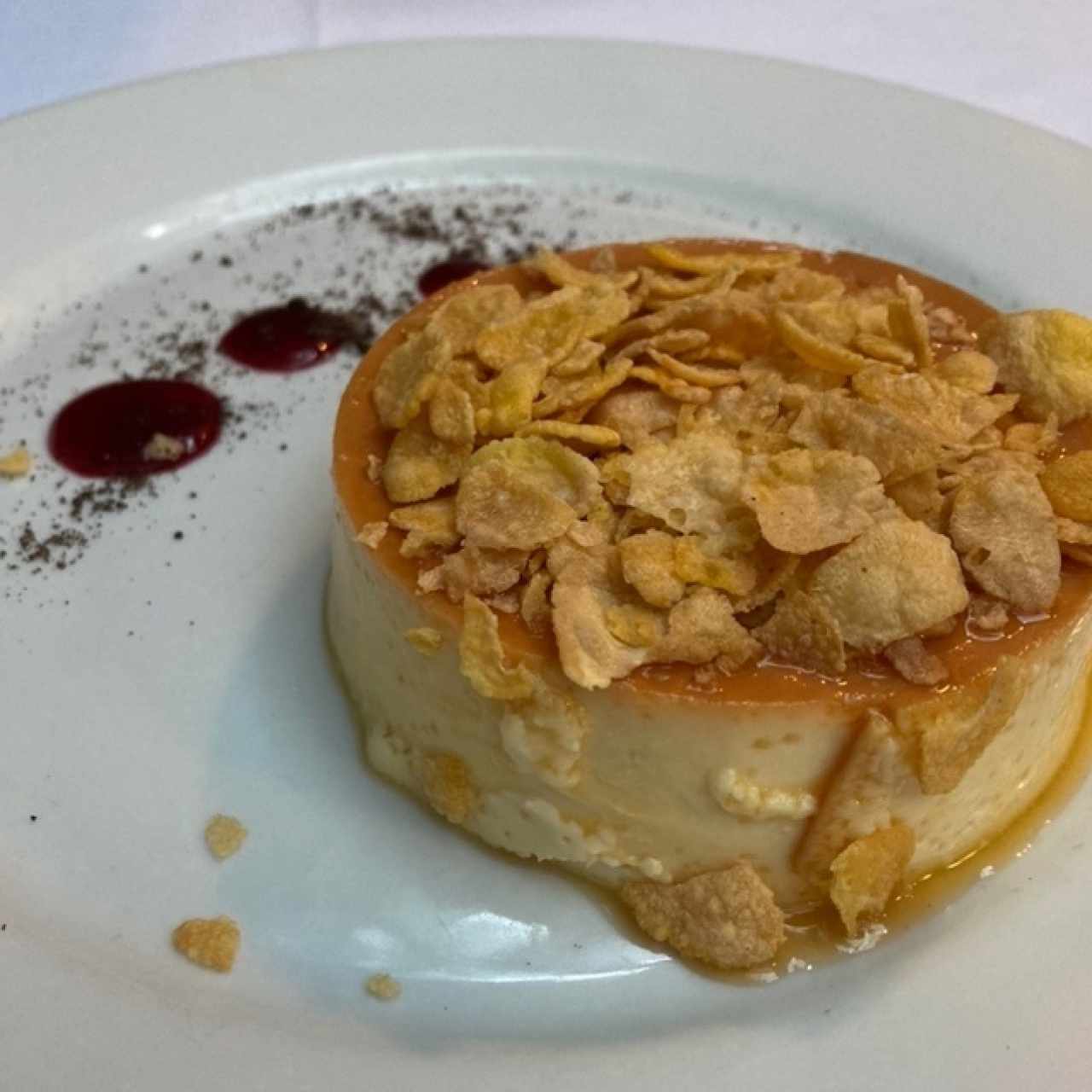 flan de queso con cereal