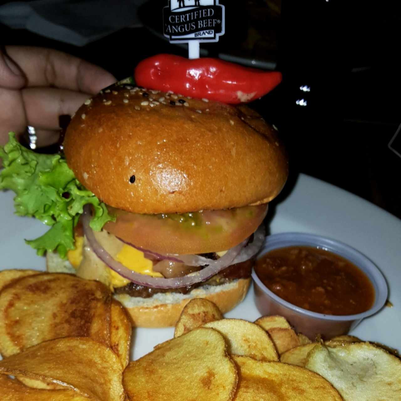 Red hot chili burger 