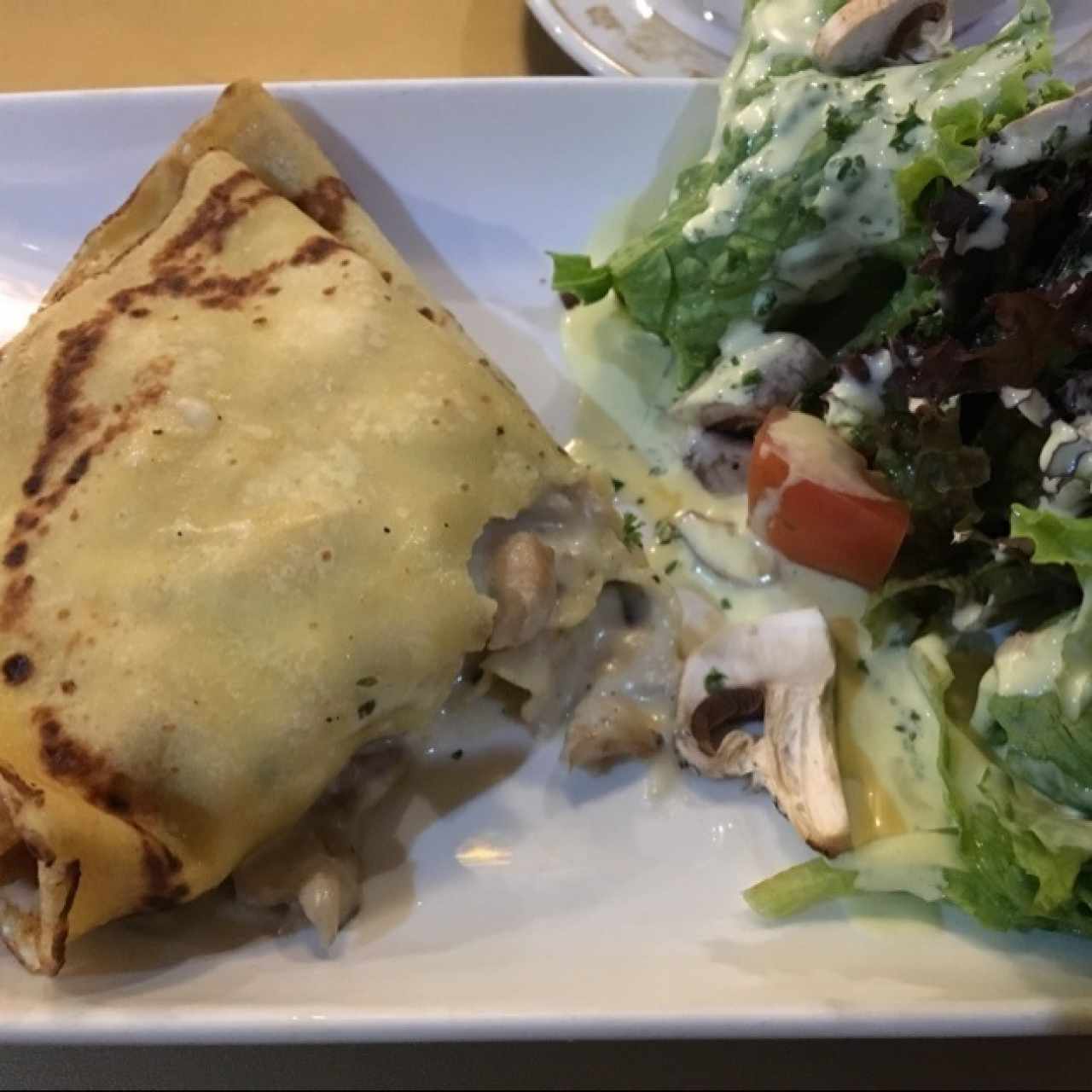 Crepes de pollo y champiñones 