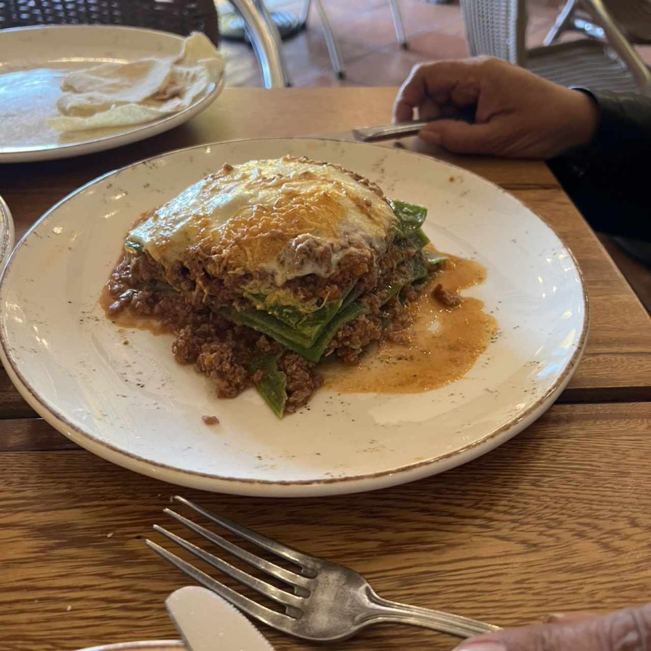 Lasagna en pasta de espinaca